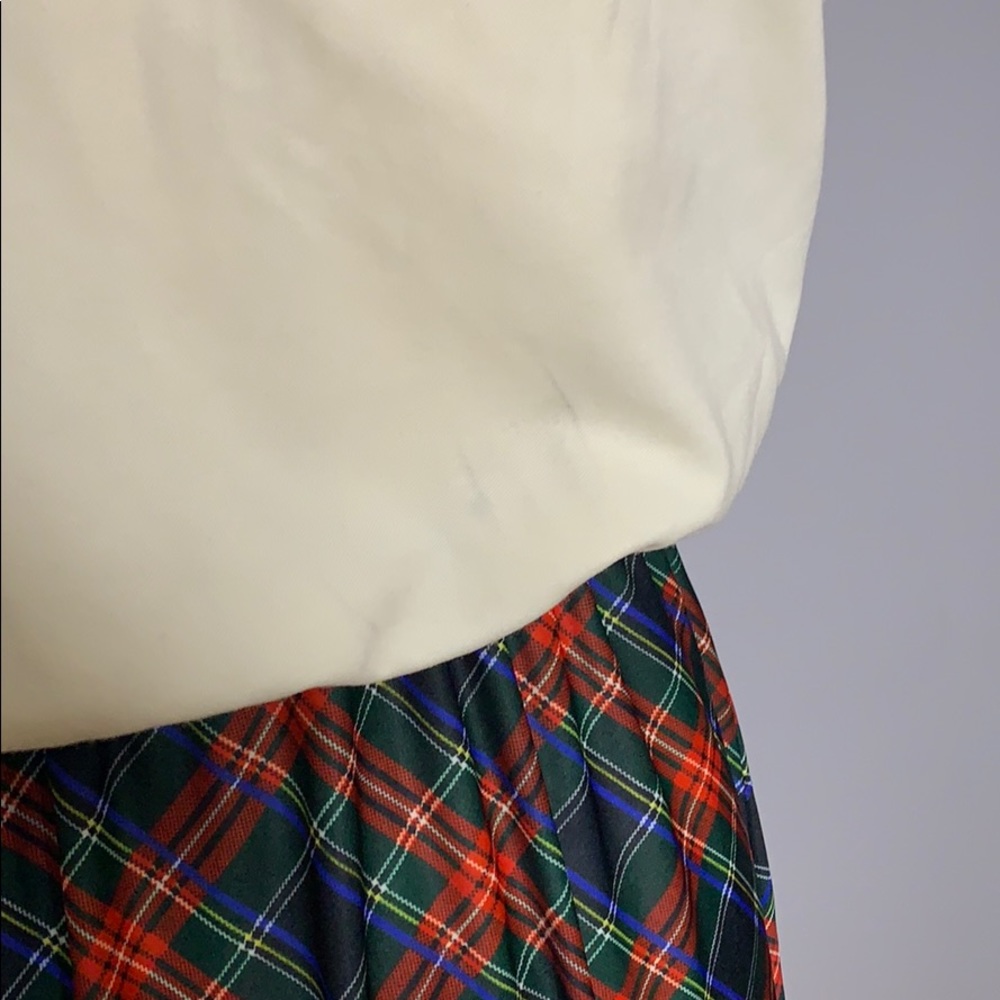 Vintage Beige and Tartan Plaid Cap Sleeve Dress M - Picture 8 of 10
